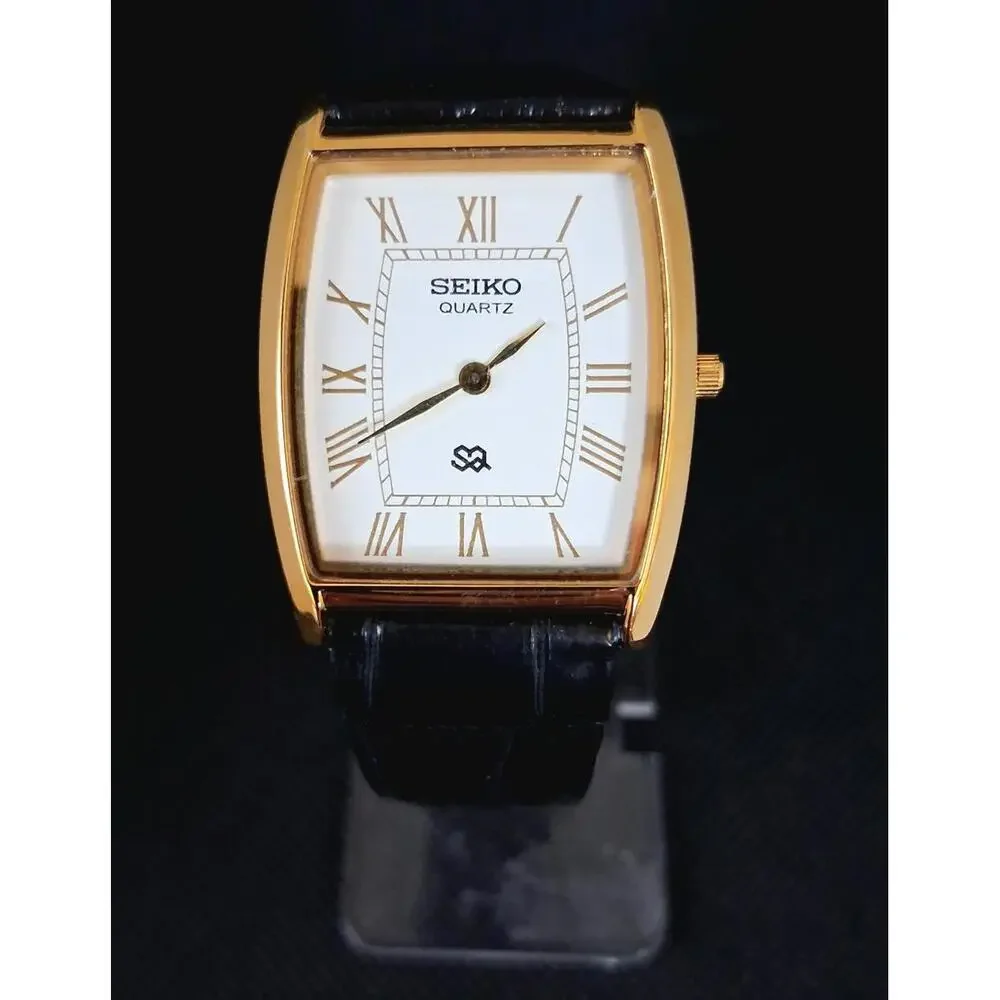 Men's Vintage Seiko Barrel/Tonneau Leather Tank RARE